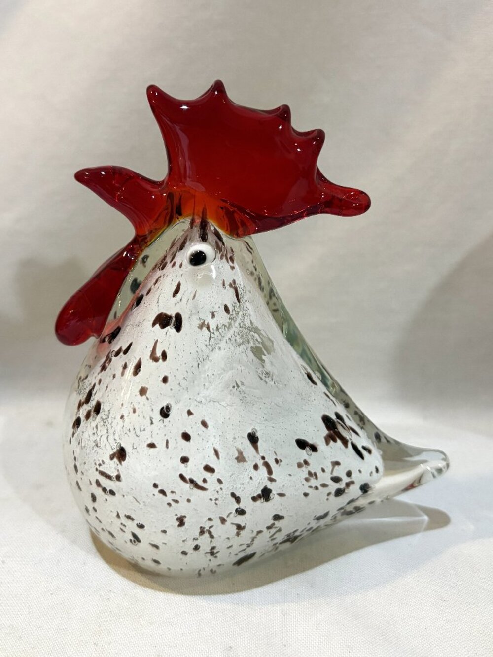 Blown Art Glass Rooster Figurine Statue Paperweight Desktop Decor